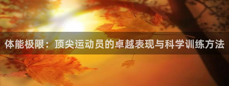 意昂3官网登录：体能极限：顶尖运动员的卓越表现与科学训练方法